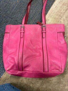 Coach Hot Pink Leather Shoulder Tote